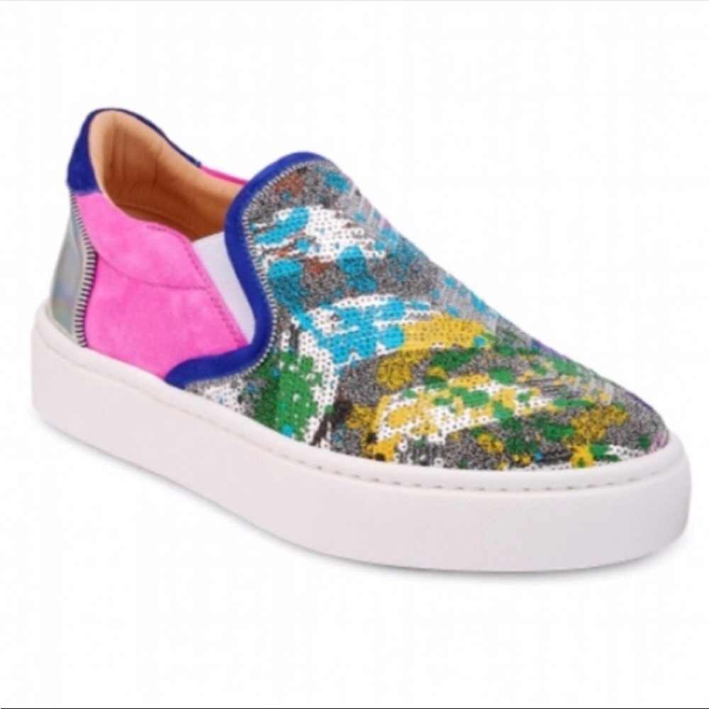 Christian Louboutin Masteraltissima Slipon Colorblock Sneaker with Sequin Detail